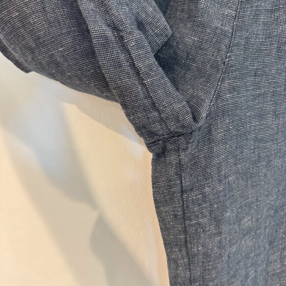 Halston 100% Linen High Rise Wide Leg Trouser Pants Lagenlook Casual Navy Blue 8 - Picture 5 of 9